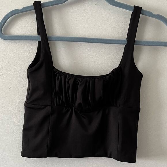Skylar + Madison Black Satin Like Crop Top Juniors sz Medium - Picture 2 of 8